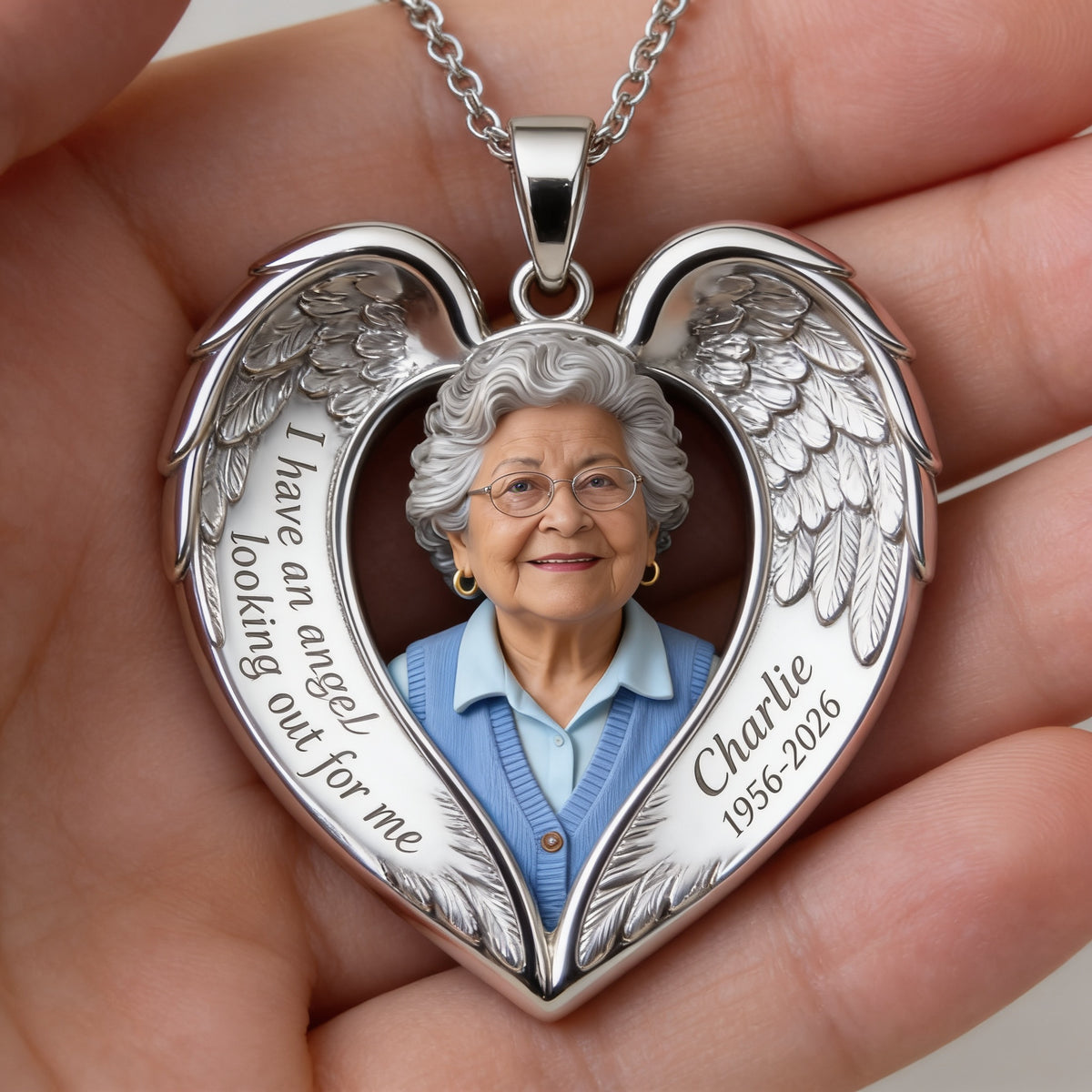 Personalized Older Latina Woman Grandma Memorial Pendant Necklace