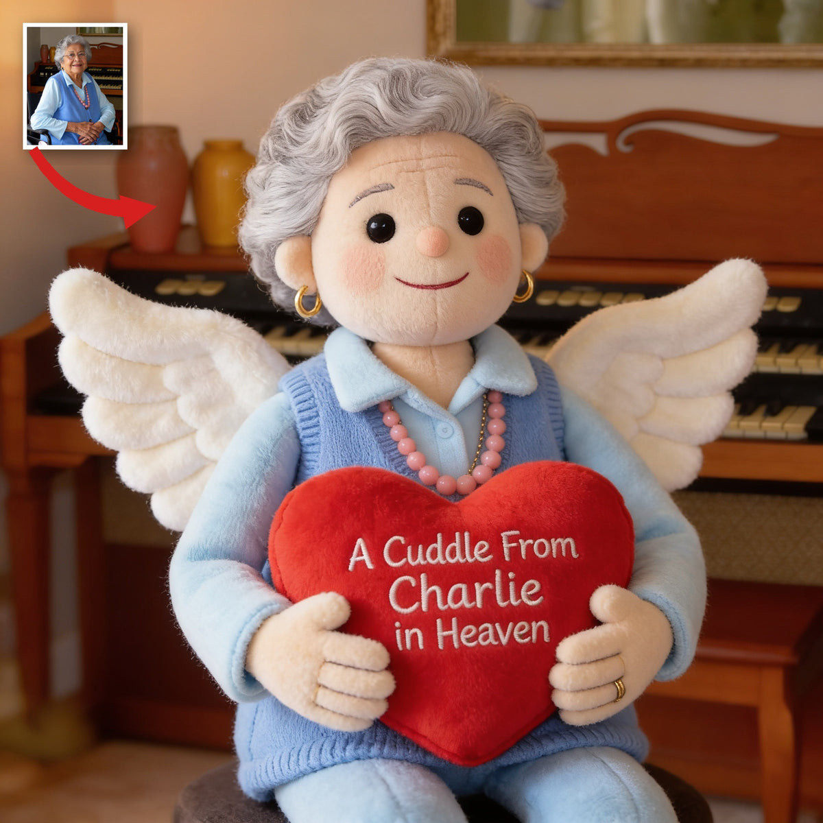 Personalized Memorial Older Latina Woman Grandma Shaped Pillow, Loss Of Loved One Gift