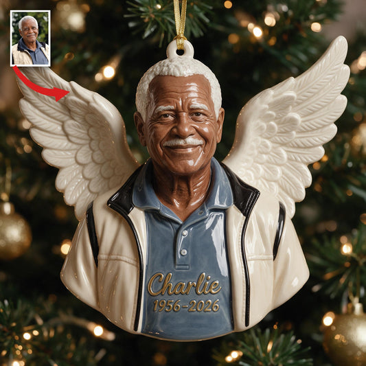 Personalisierte Weihnachtsornament für ältere schwarze Männer Opa 3D Andenken