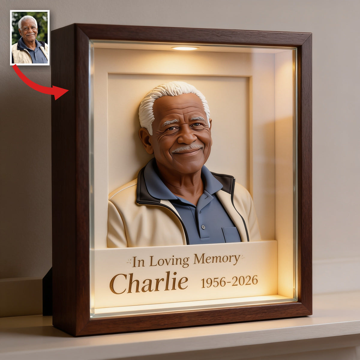 Plaque Mémorial Acrylique Personnalisée en Mémoire d'un Grand-Père Noir Âgé