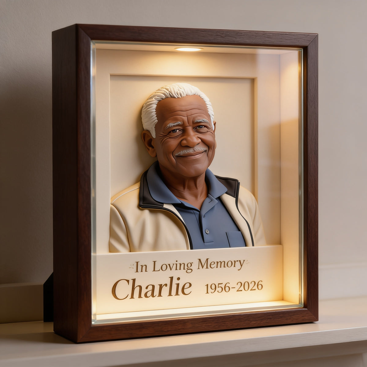 Plaque Mémorial Acrylique Personnalisée en Mémoire d'un Grand-Père Noir Âgé