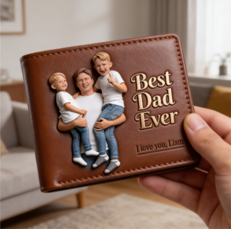 Personalisierte Foto - Individuelle Leder Geldbörse für Väter