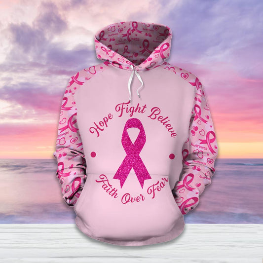Espoir, Combattre, Croire - T-shirt et sweat à capuche de sensibilisation au cancer du sein 0822