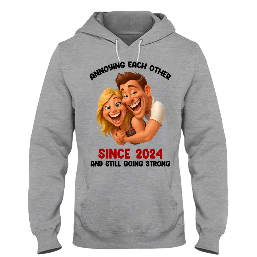 Funny Gift Cartoonish Exaggerated Mascot Style - Personalized Couple T-shirt And Hoodie