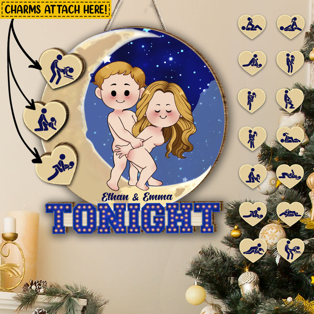 Tonight - Personalized Couple Interchangeable Seasonal Wood Sign