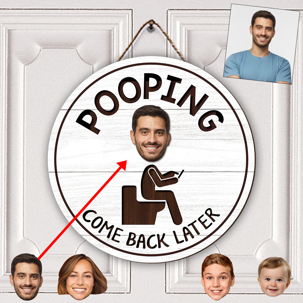 Funny Bathroom Sign - Personalized Couple Interchangeable Wood Sign