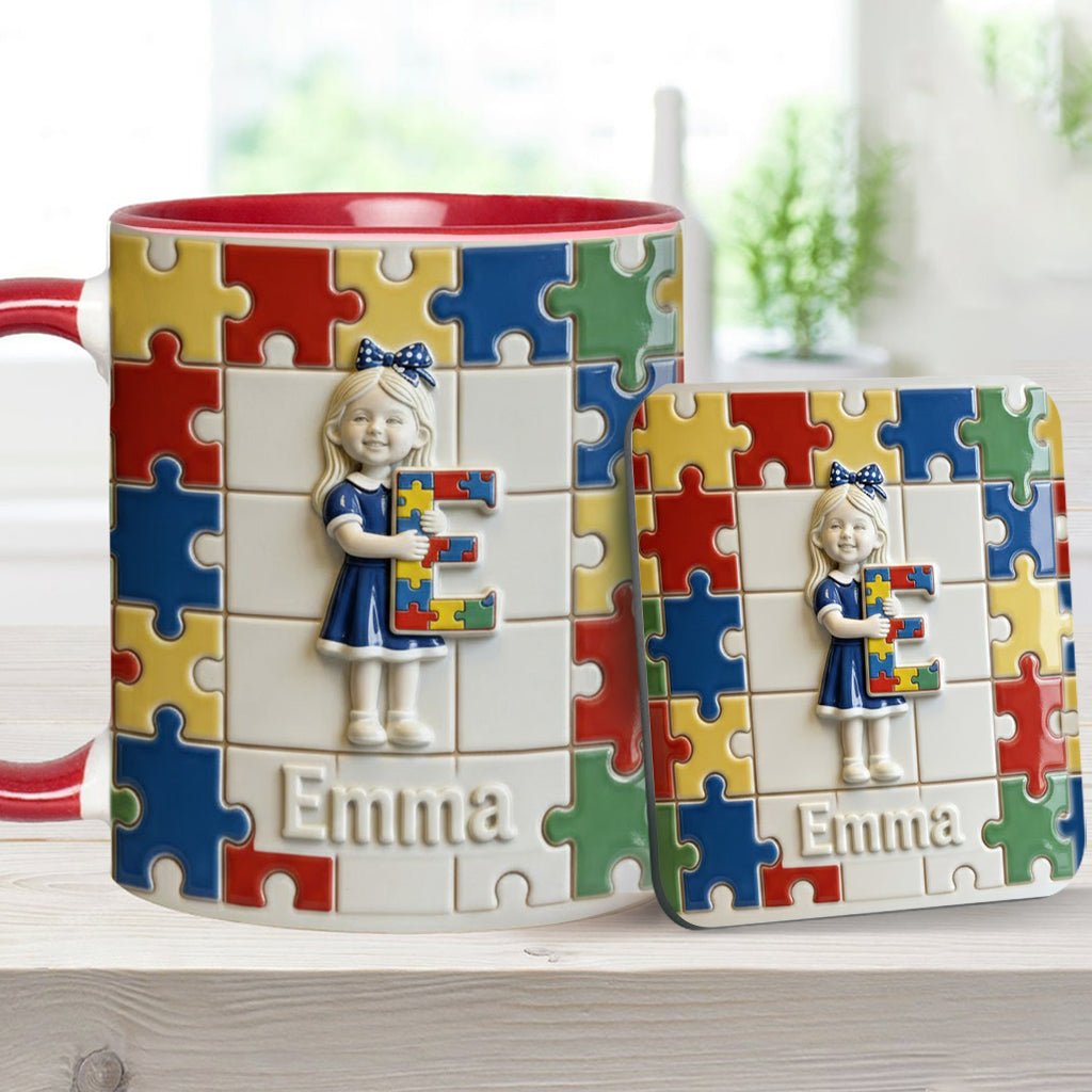 Autism Letter - Personalized Autism Awareness Accent Mug & Coaster