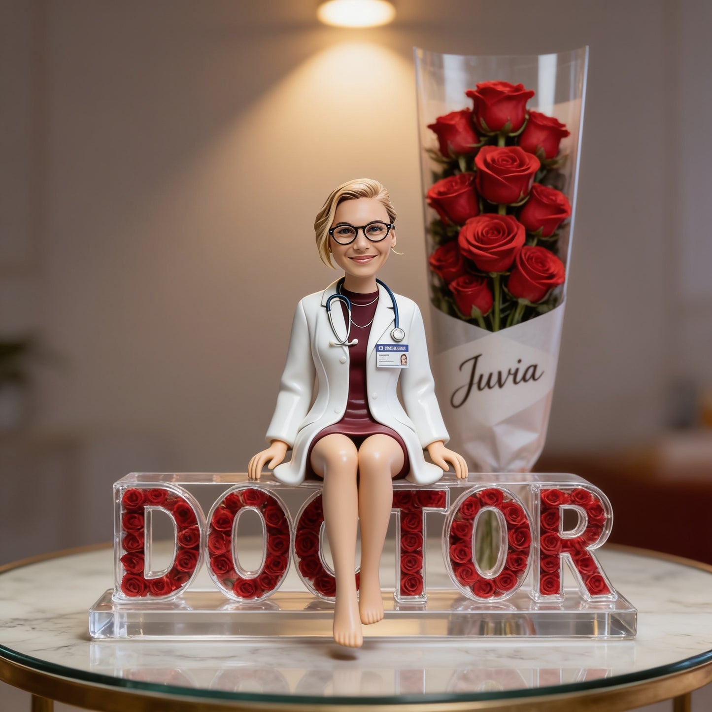 Personalized Female Doctor Photo Acrylic Plaque Custom Medical Graduation Retirement Gift Female Physician Office Desk Decor