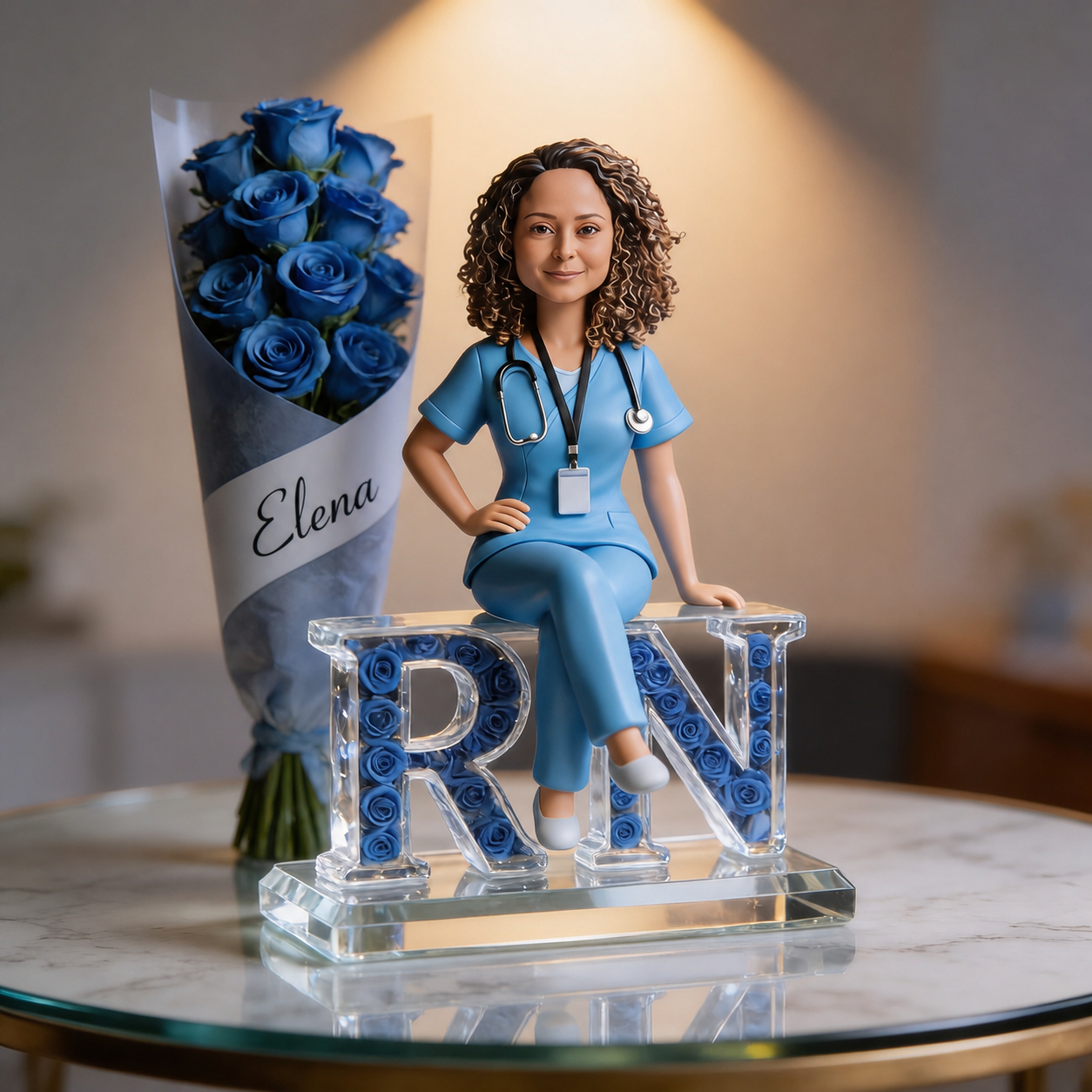 Personalized Old Latin Female RN Photo Acrylic Plaque Custom Nursing Retirement Graduation Gift Latina Healthcare Hero Desk Decor