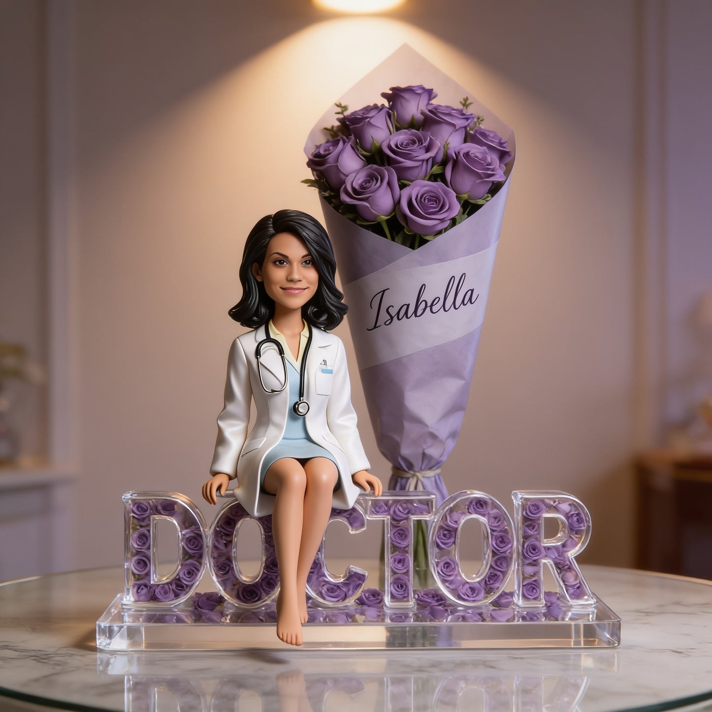Personalized Latin Female Doctor Photo Acrylic Plaque Custom Medical Graduation Retirement Gift Latina Physician Desk Decor