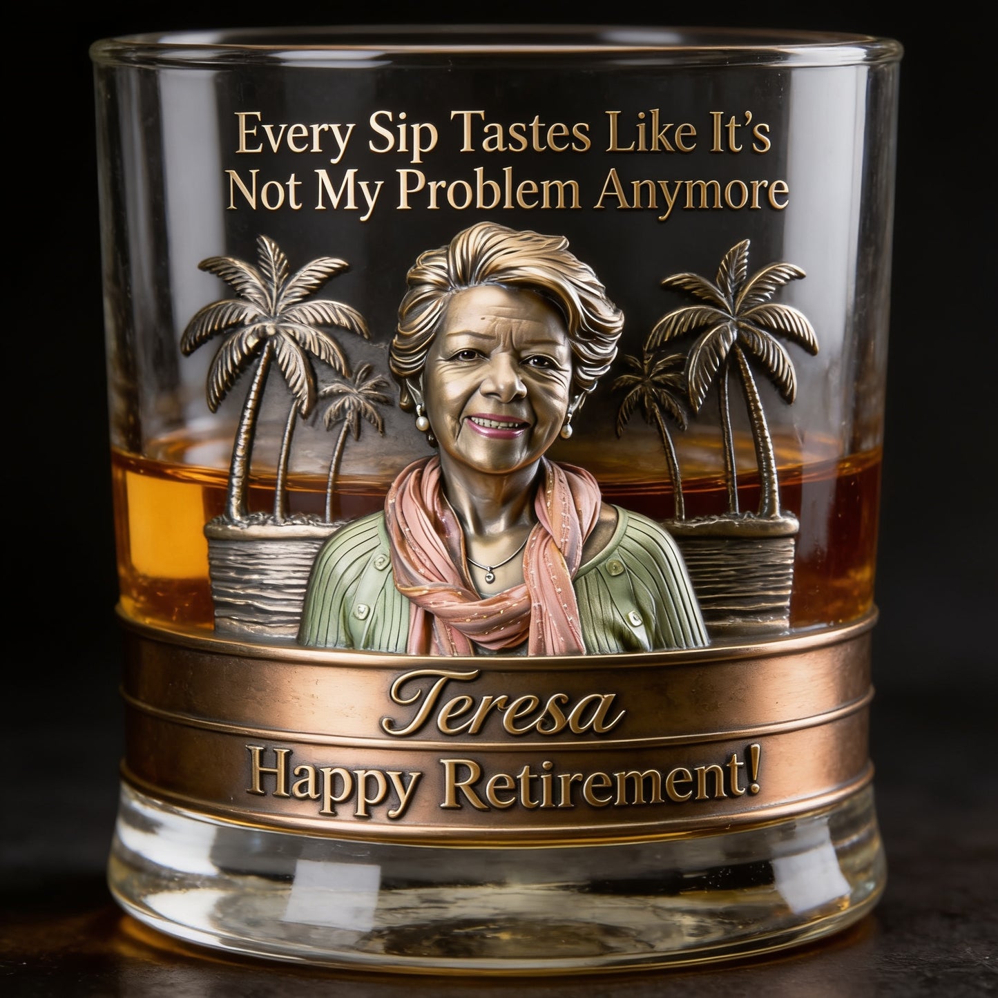 Custom Latina Retired Woman Whiskey Glass Every Sip Tastes Like Its Not My Problem Anymore Funny Latin Retirement Gift