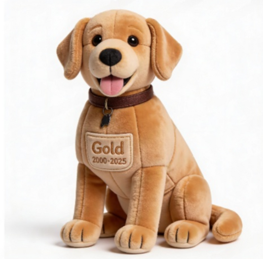 Personalisierte Golden Retriever Gedenk-Kissen aus Kunstfell - Trostgeschenk für den Verlust eines Haustiers