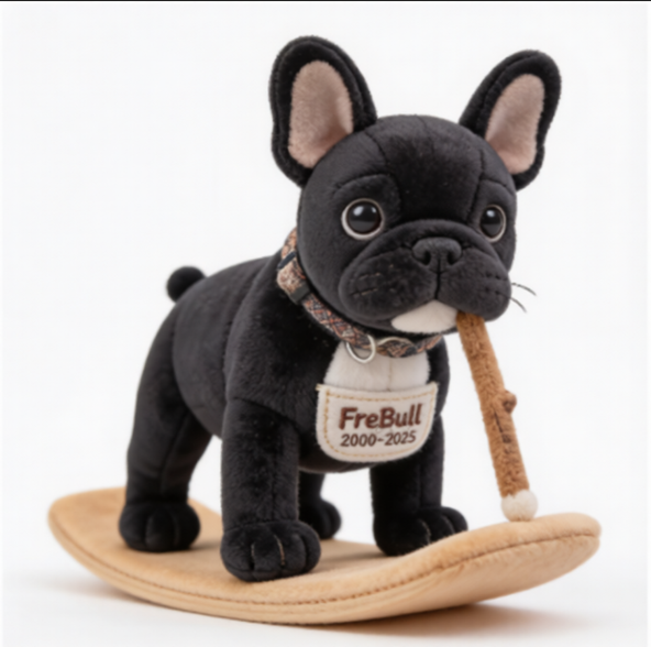Personalisierte Gedenk-Pillow für Haustiere - Schwarzer Französischer Bulldoggen-Faux-Fur