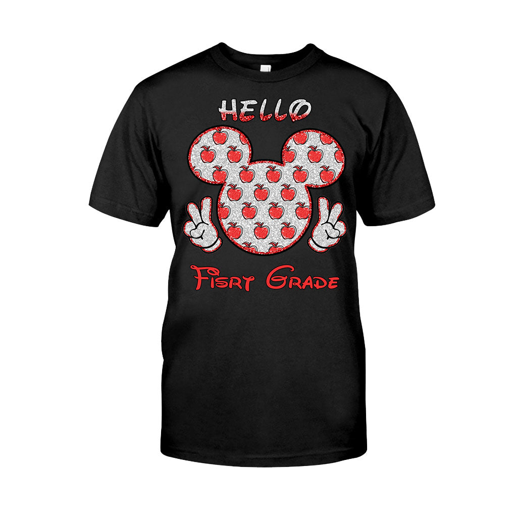 Bonjour l'école ! T-shirt et sweat à capuche personnalisés pour enseignants avec imprimé à paillettes.