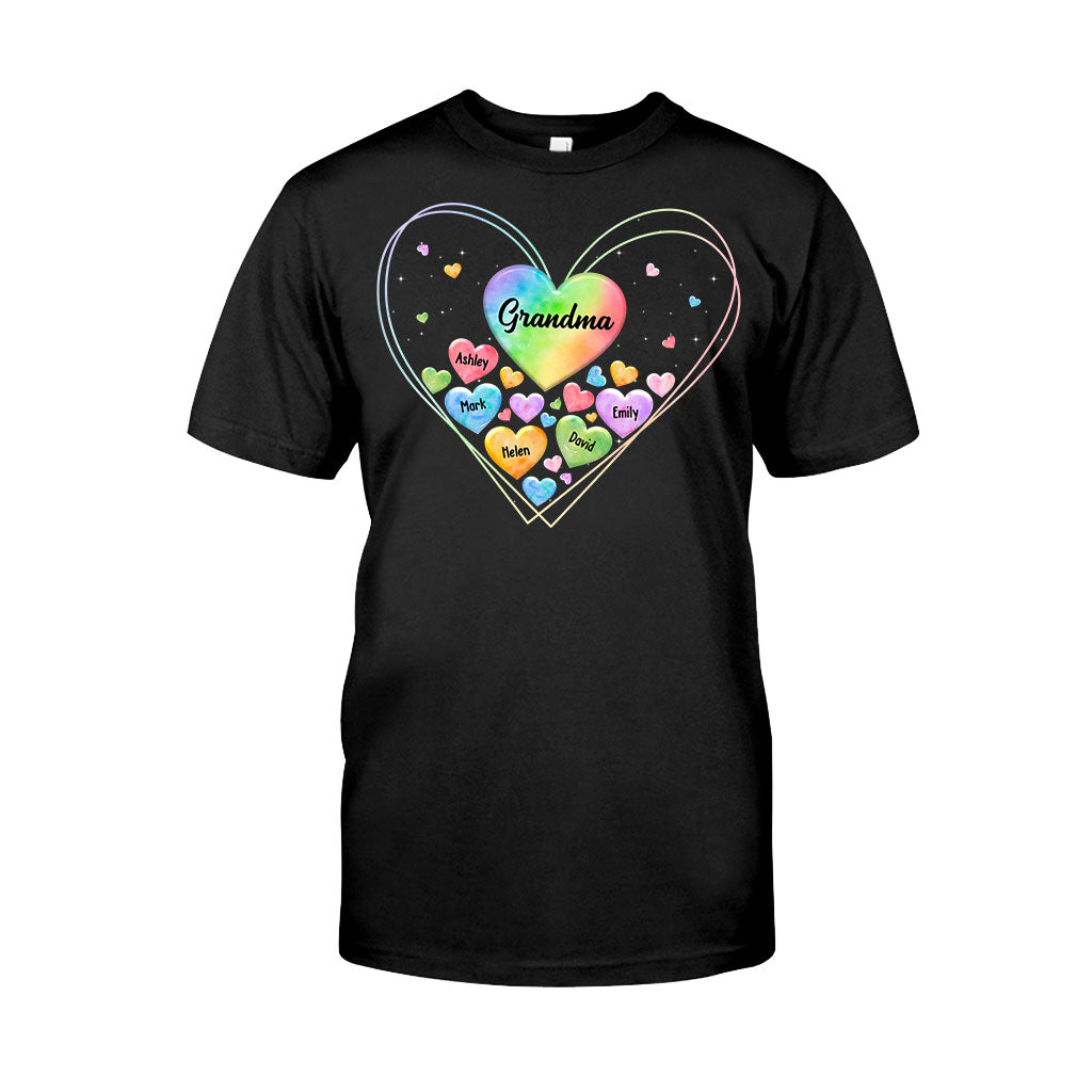 Colorful Heart Of Grandma Mother - Gift for grandma, grandma, mom - Personalized T-shirt And Hoodie