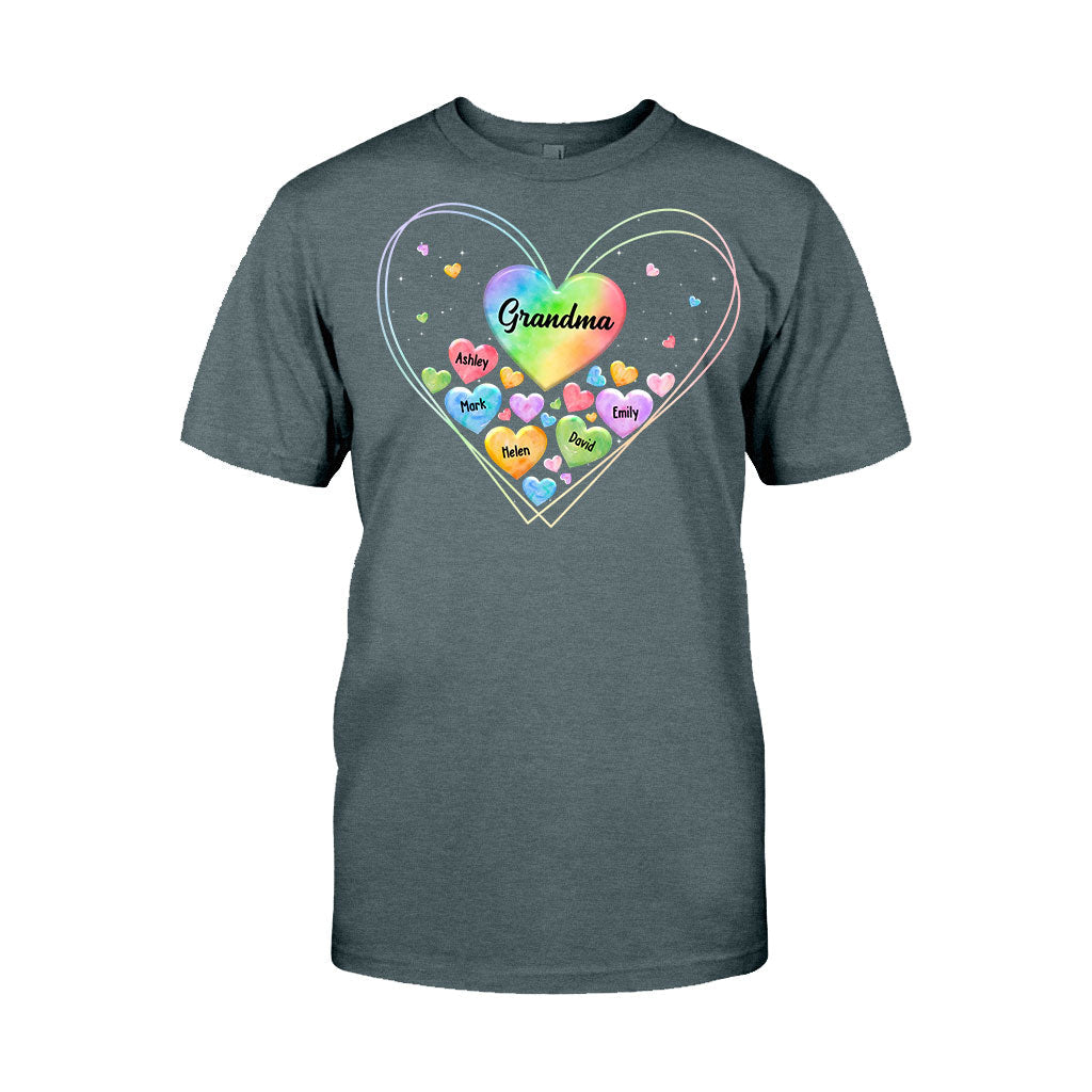 Colorful Heart Of Grandma Mother - Gift for grandma, grandma, mom - Personalized T-shirt And Hoodie