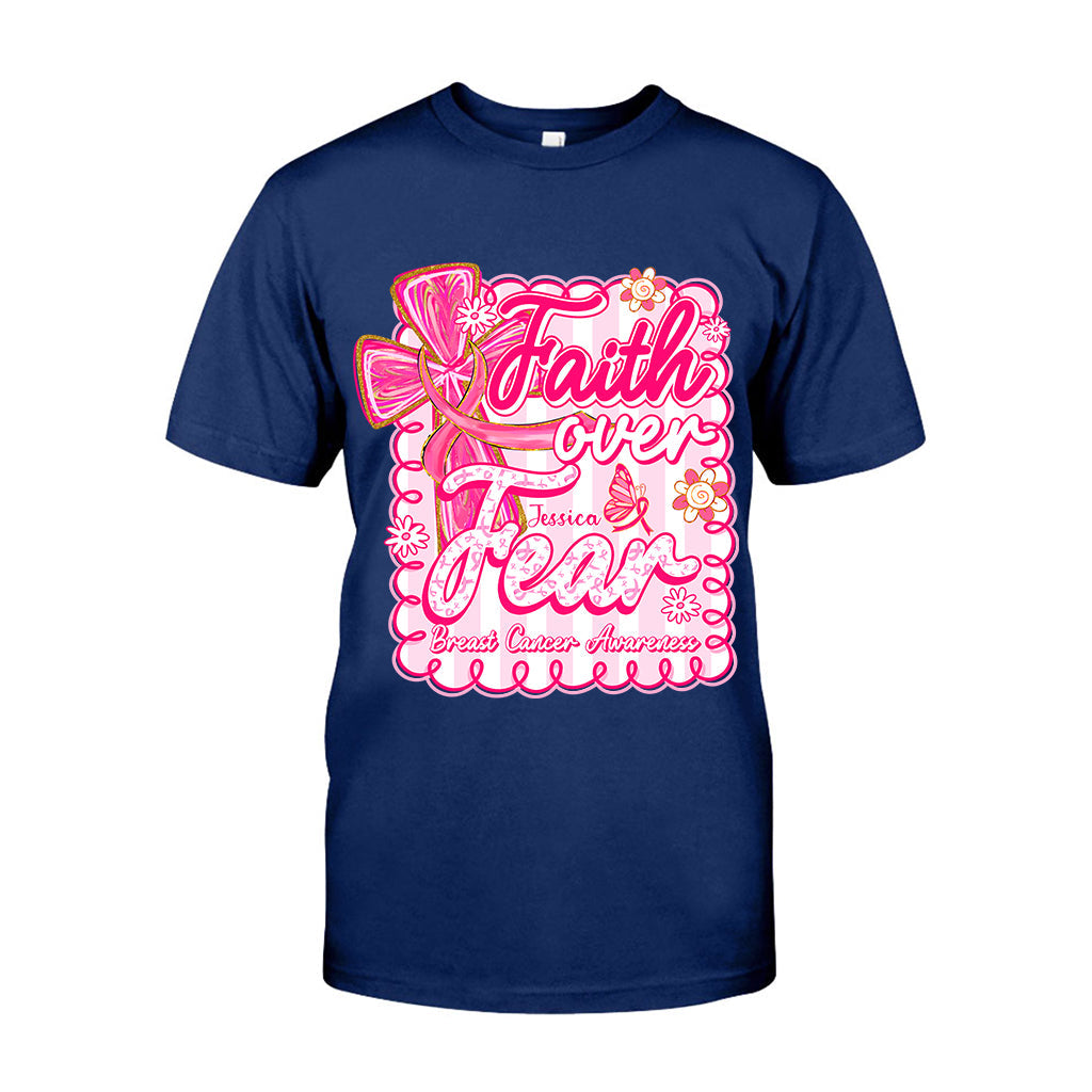 Preppy Brustkrebs: Glaube statt Angst – Personalisiertes T-Shirt und Hoodie zur Sensibilisierung für Brustkrebs