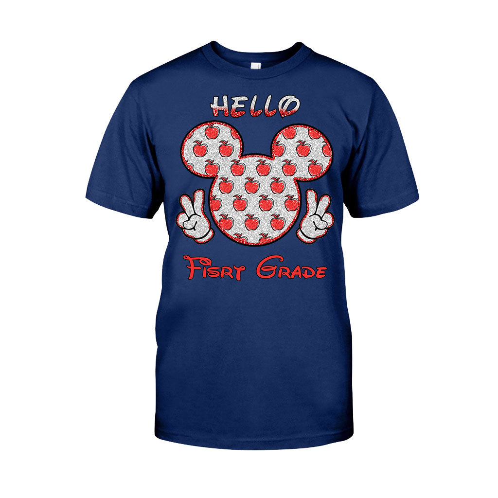 Bonjour l'école ! T-shirt et sweat à capuche personnalisés pour enseignants avec imprimé à paillettes.