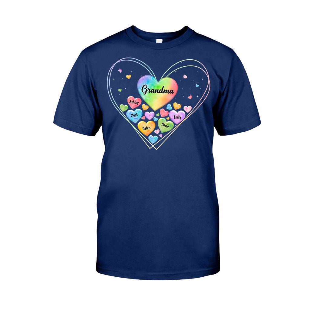 Colorful Heart Of Grandma Mother - Gift for grandma, grandma, mom - Personalized T-shirt And Hoodie