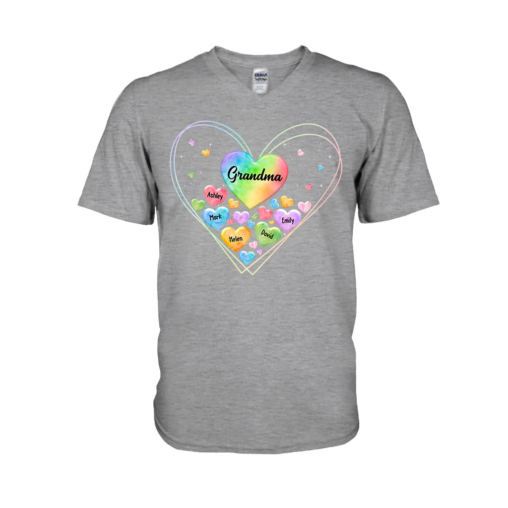 Colorful Heart Of Grandma Mother - Gift for grandma, grandma, mom - Personalized T-shirt And Hoodie