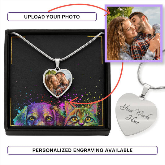 Je les enverrai sans ailes - Collier pendentif cœur chat personnalisé cat6401