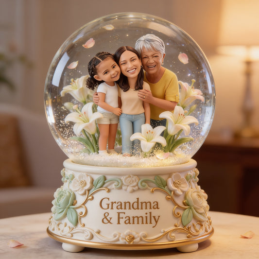 Custom Latin Grandma & Family Glass Dome Light - Personalized Figurine Lamp, Sentimental Bedroom Keepsake Gift