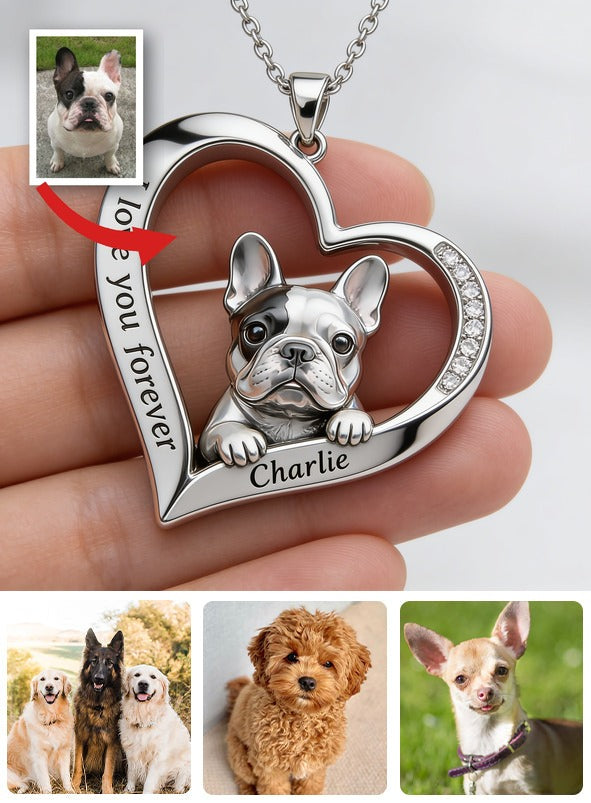 Personnalisé à partir de n'importe quelle photo - Collier en métal en forme de Bulldog Français