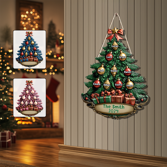 Merry Christmas - Personalized Family Custom Shaped Wood Sign