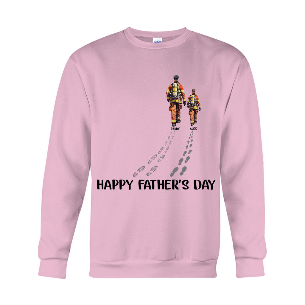 Happy Father's Day Firefighter Dad - Personalized Firefighter T-shirt And Hoodie