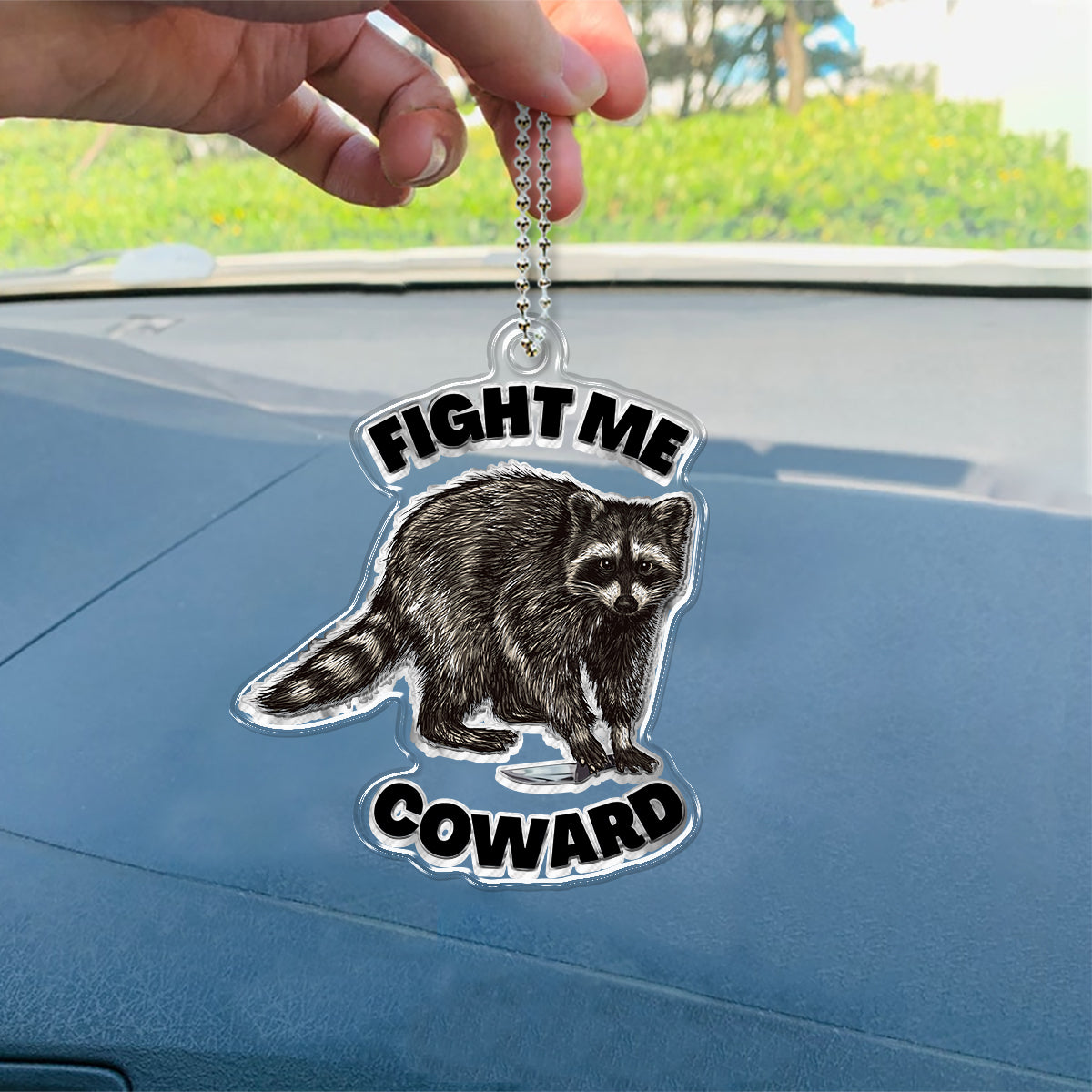 Combattez-moi - Ornement de voiture personnalisé en forme de raton laveur