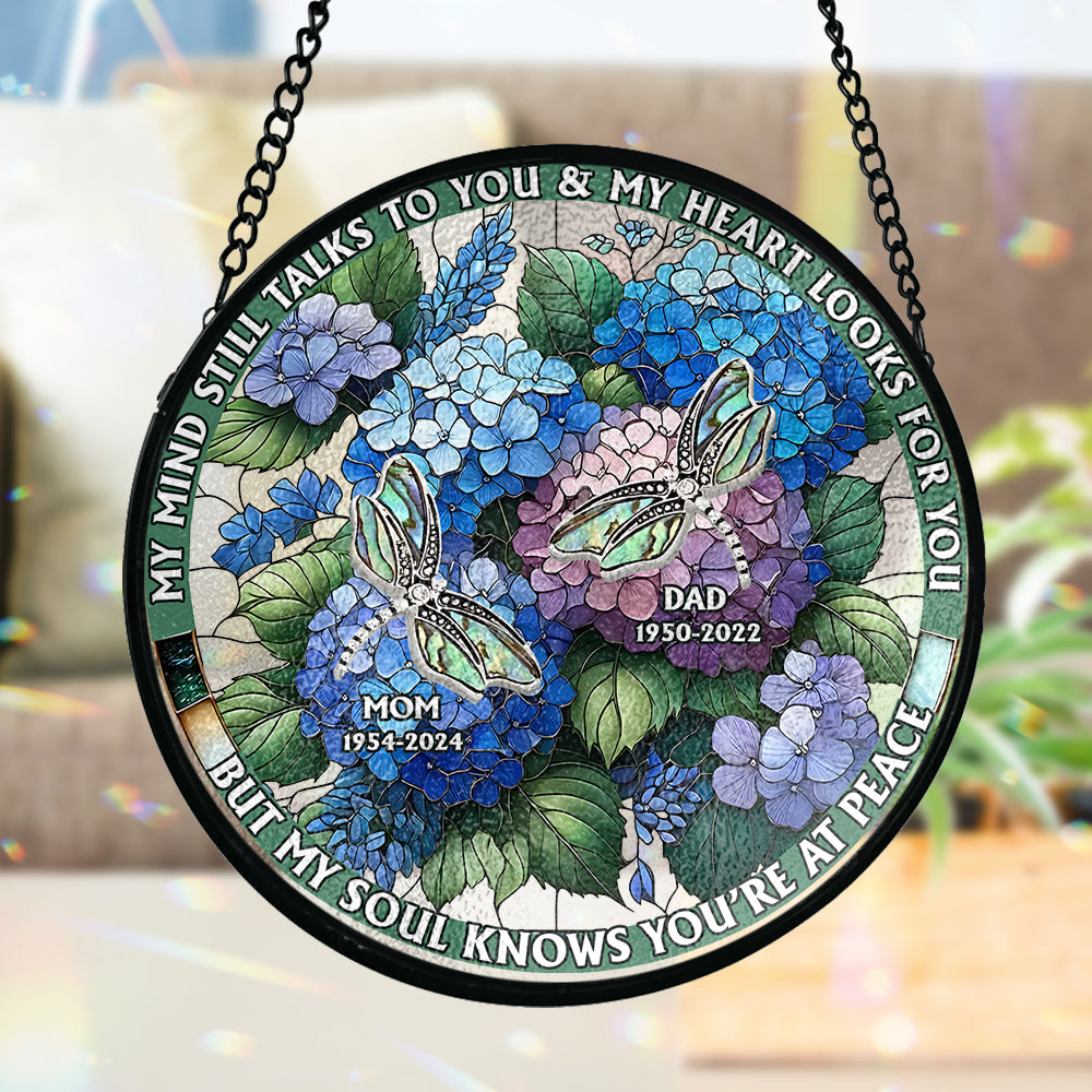 My Mind Still Talks To You - Personalized Memorial Stained Glass Suncatcher