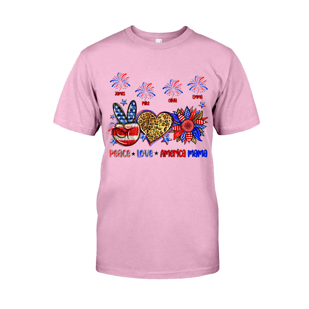 Peace Love American Nana Mama Any Title - Personalized Mother T-shirt And Hoodie