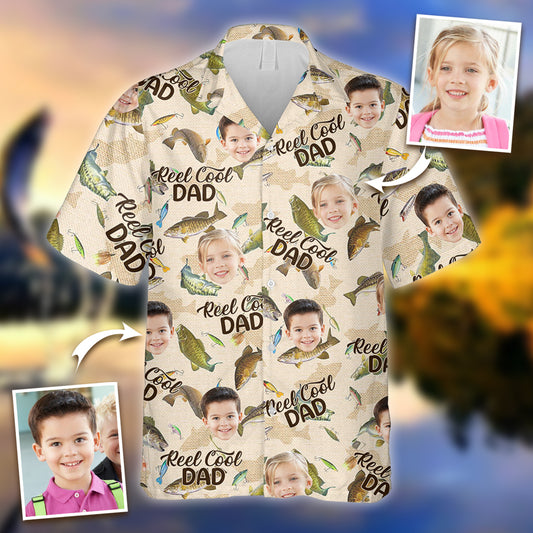 Reel Cool Dad - Personalized Fishing Hawaiian Shirt
