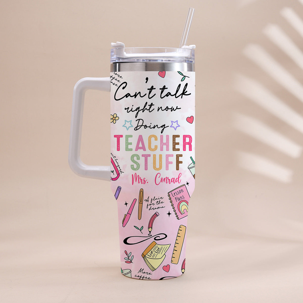 Fournitures pour enseignants - Gobelet isotherme personnalisé avec poignée