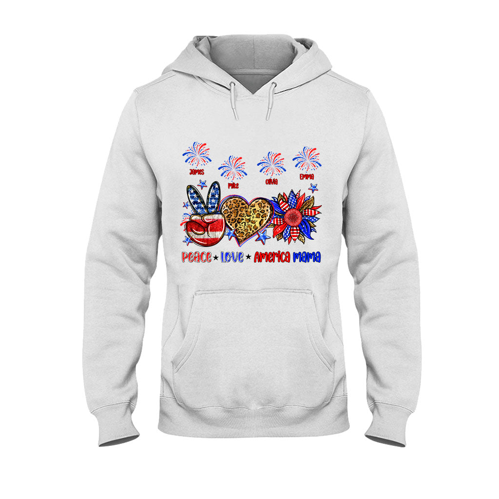 Peace Love American Nana Mama Any Title - Personalized Mother T-shirt And Hoodie