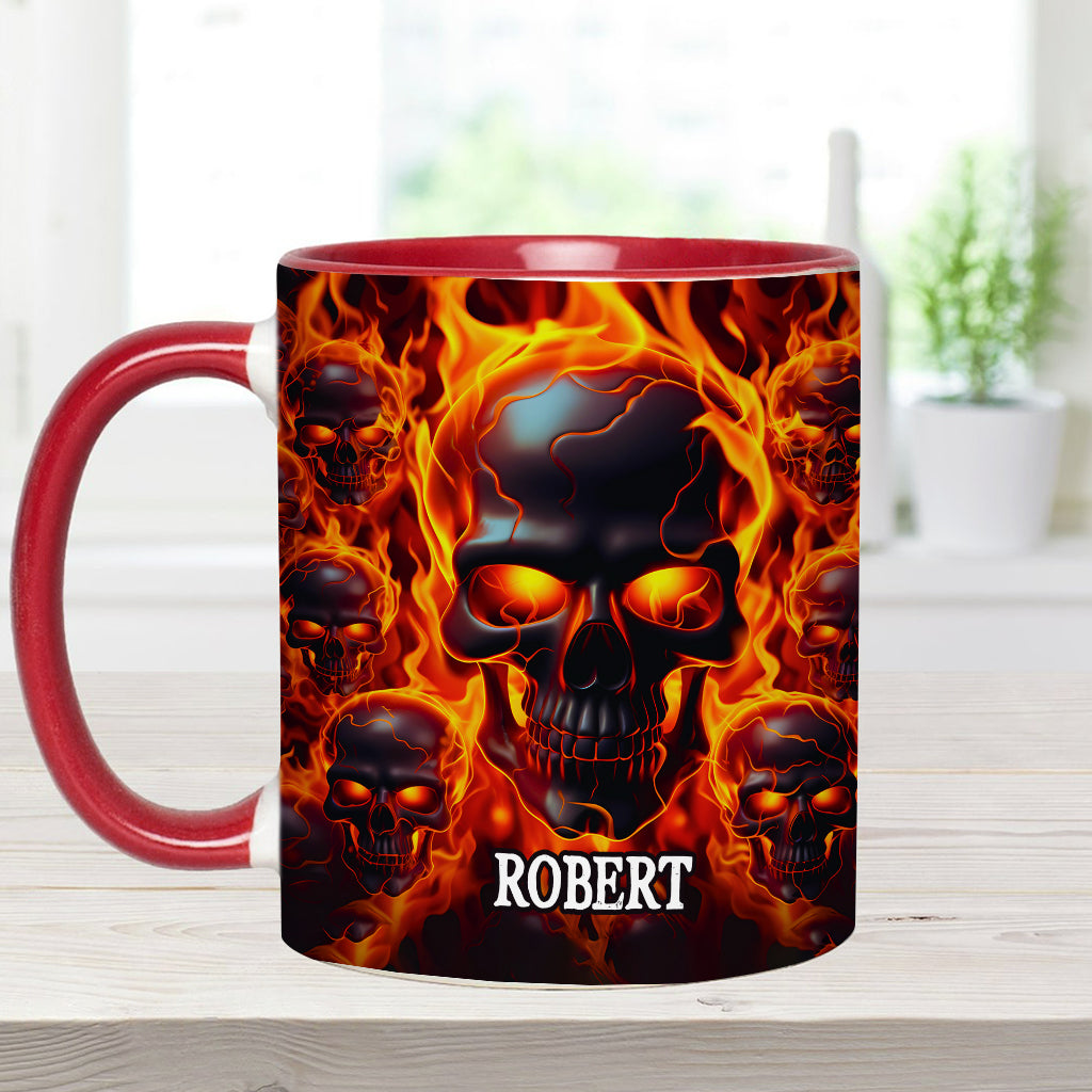 Melted Skull On Fire - Personalized Skull Accent Mug