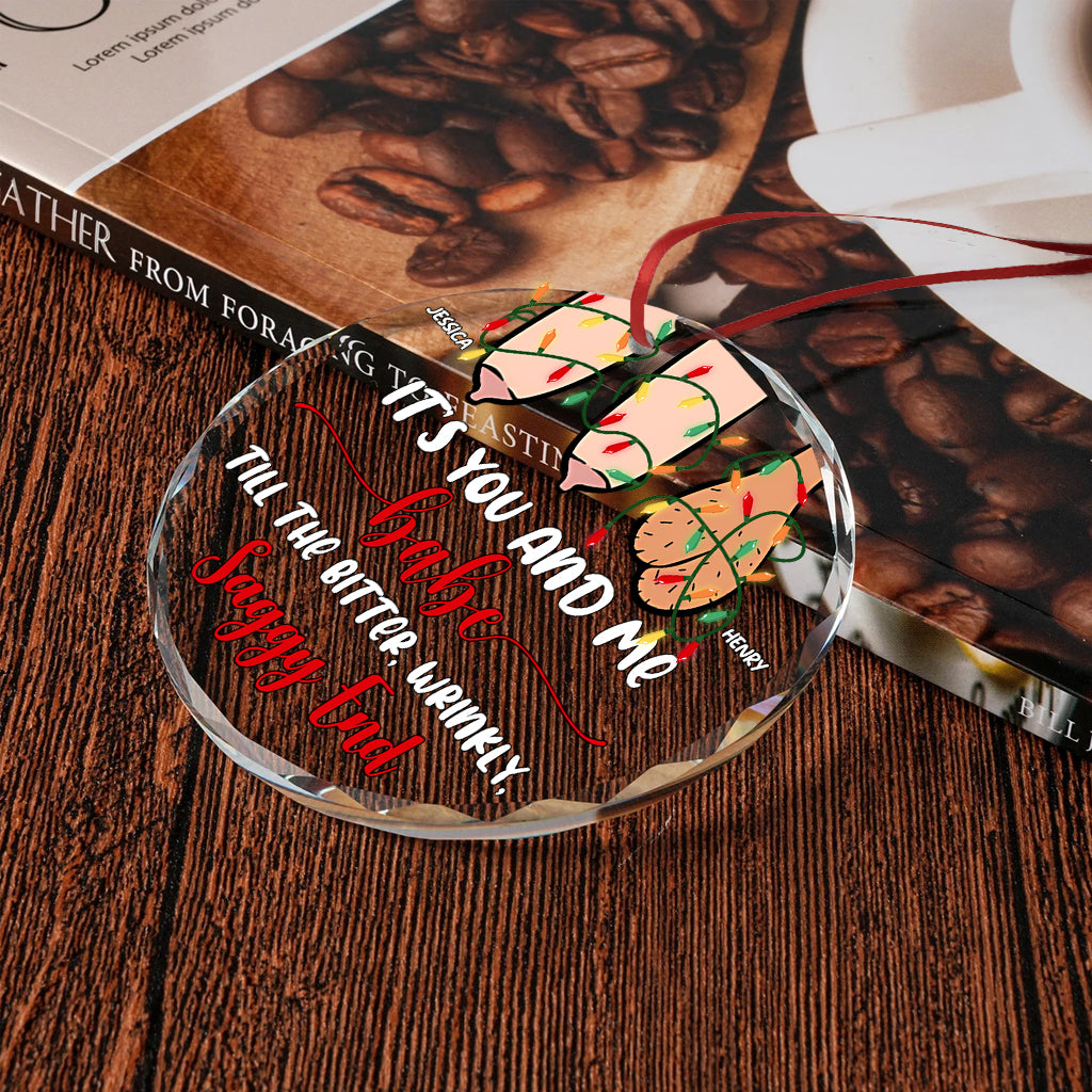 It's You And Me - Personalized Couple Round Shaped Glass Ornament