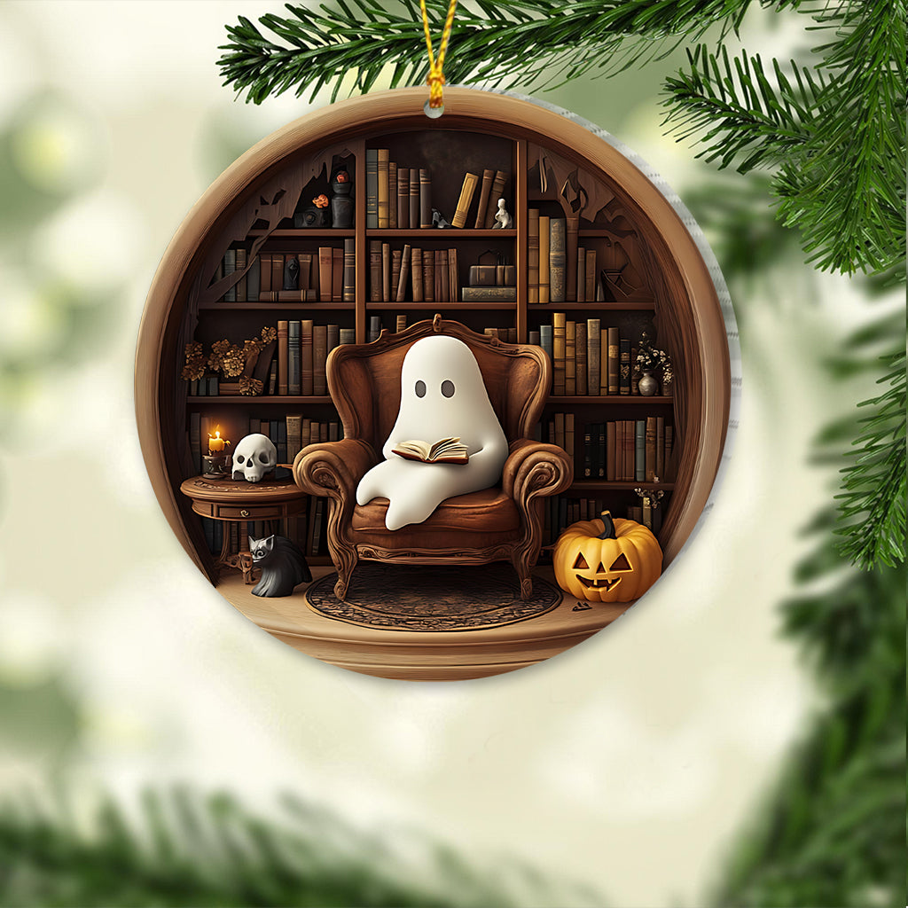 Spooky Ghost Reading Book - Personalized Book Ornament