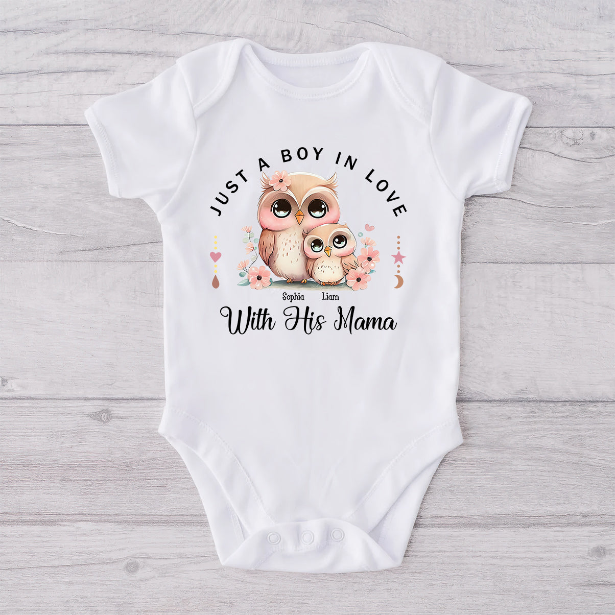 Just A Mom In Love With Her Boy,Girl - Personalized Mother T-shirt And Baby Onesie