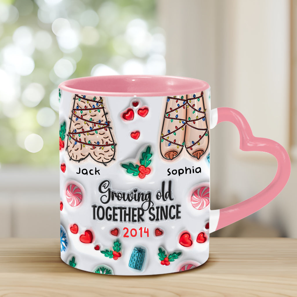Growing Old Together - Personalized Couple Heart Handle Mug