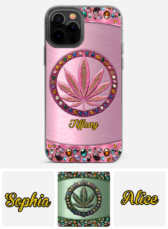 Stoner Chick – Personalisierte, durchsichtige Handyhülle mit Weed-Motiv