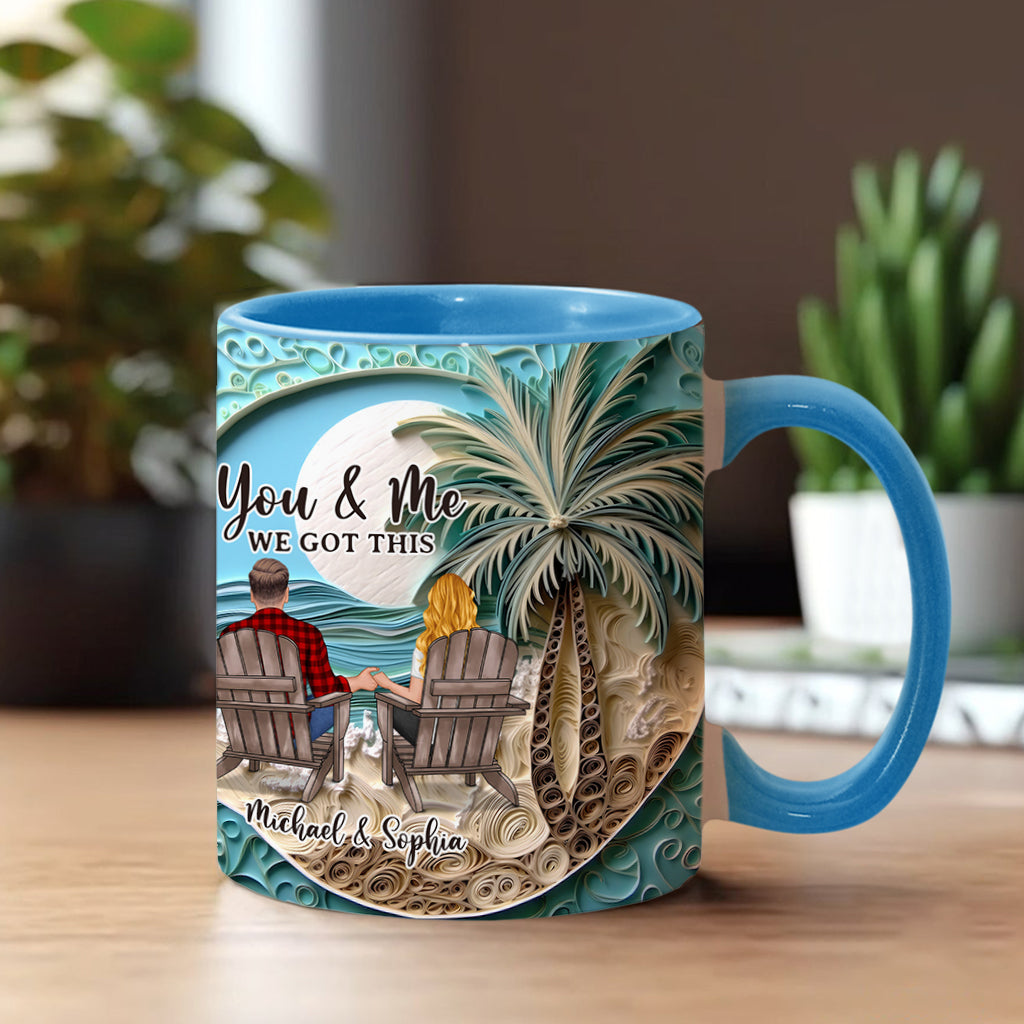 Beach Scene Happy Couple - Personalized Couple Accent Mug