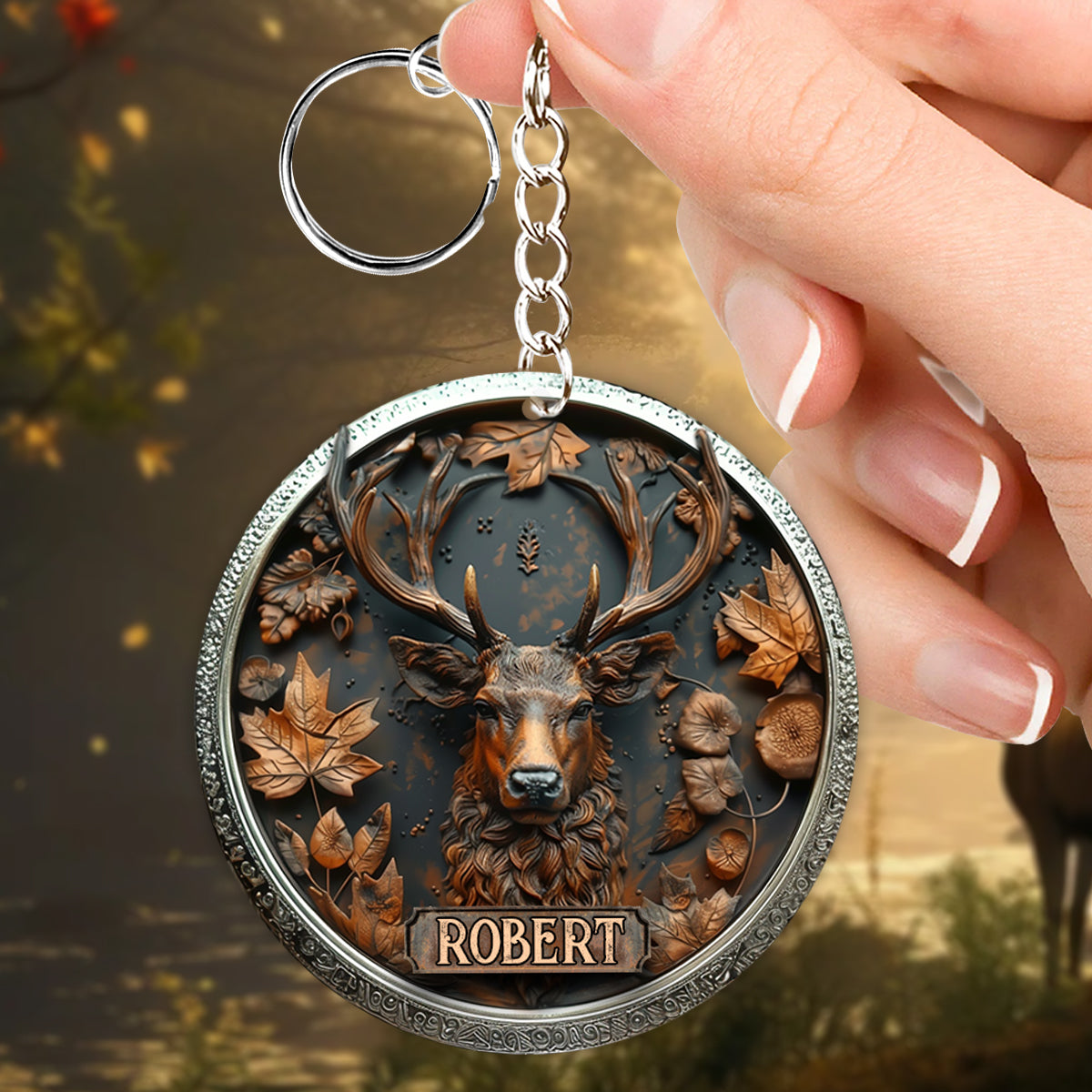 Magnifique cerf - Porte-clés de chasse personnalisé