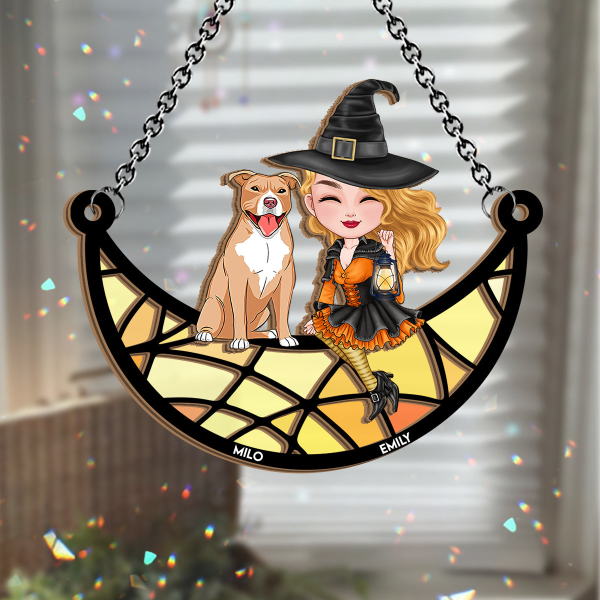 Witches - Personalized Witch 2 Layered Window Hanging Suncatcher