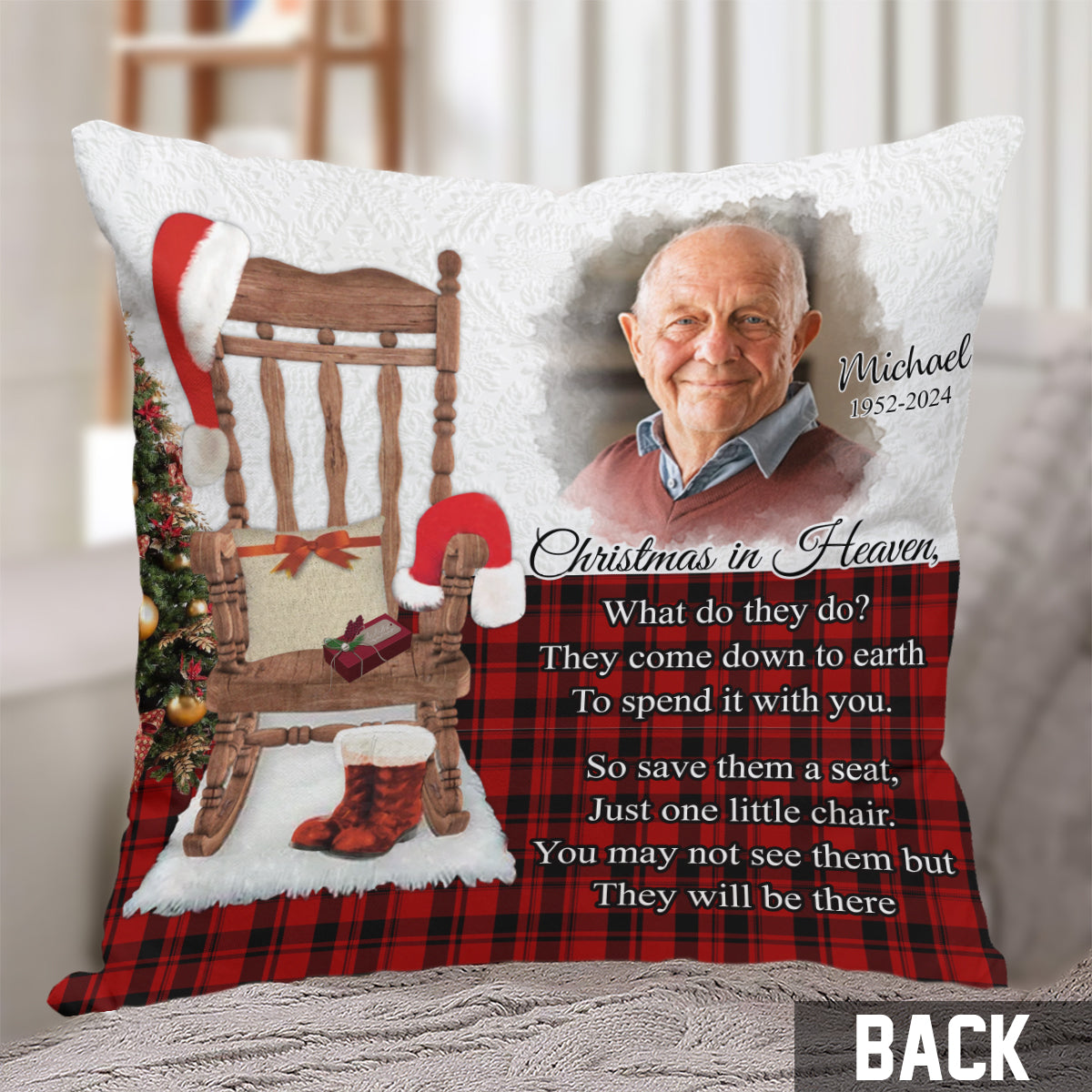 Christmas In Heaven - Personalized Memorial Throw Pillow