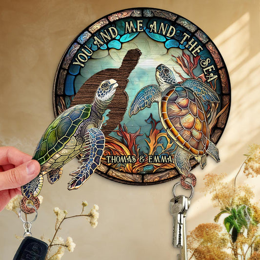 You And Me And The Sea - Personalized Turtle Key Holder