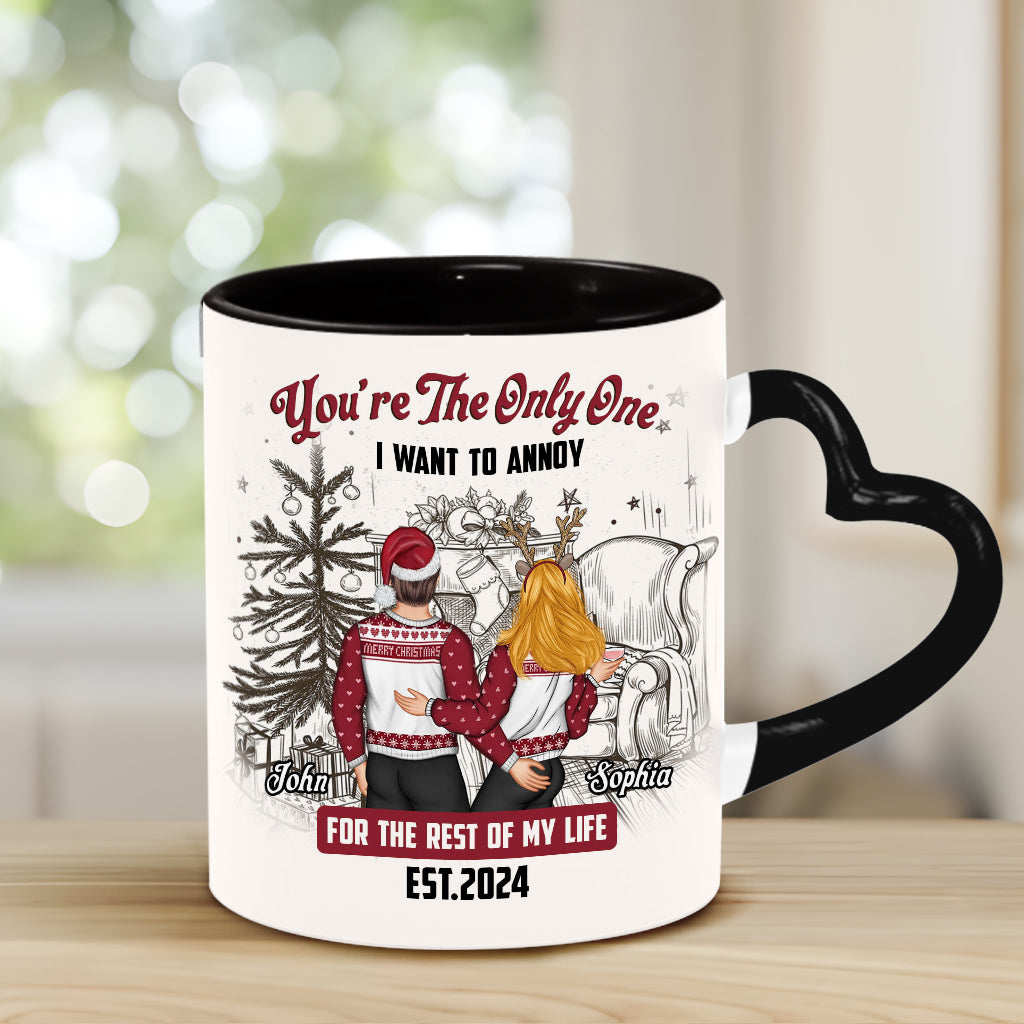 You Are The Only One I Want To Annoy - Personalized Couple Heart Handle Mug