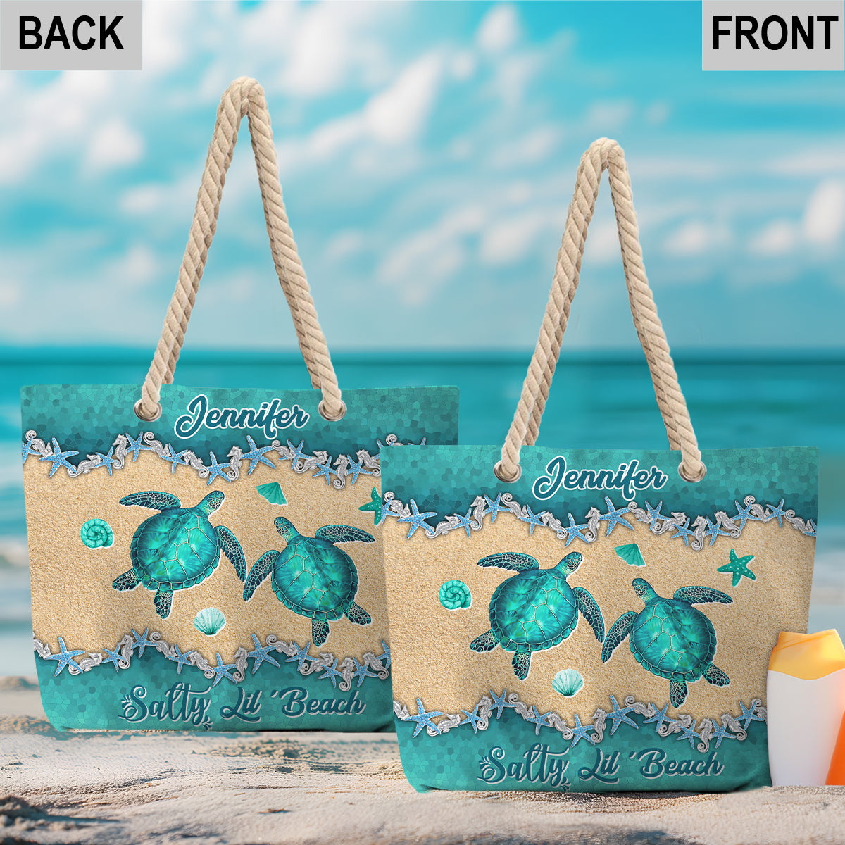 Beach Please Turle Version - Personalized Turtle Beach Bag