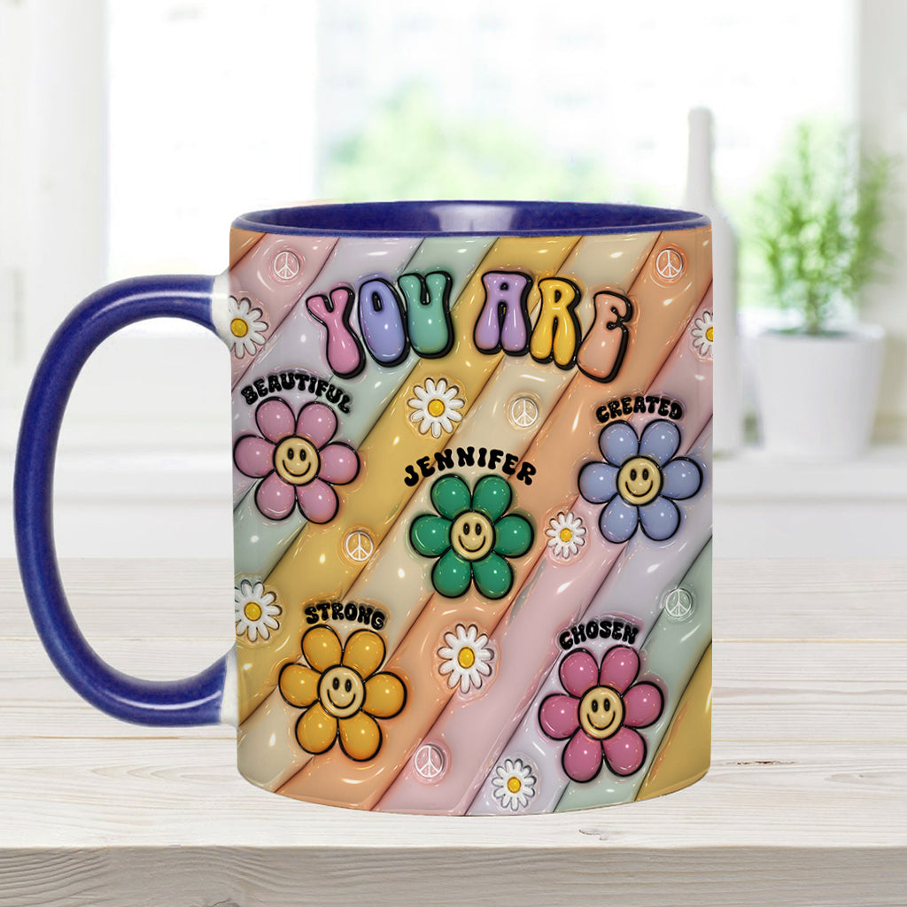 Tu es belle, forte et victorieuse - Mug personnalisé style hippie