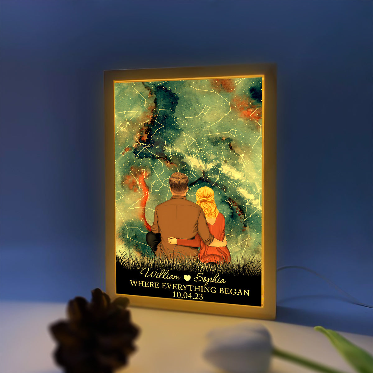 Where Everything Began - Personalized Couple Picture Frame Light Box